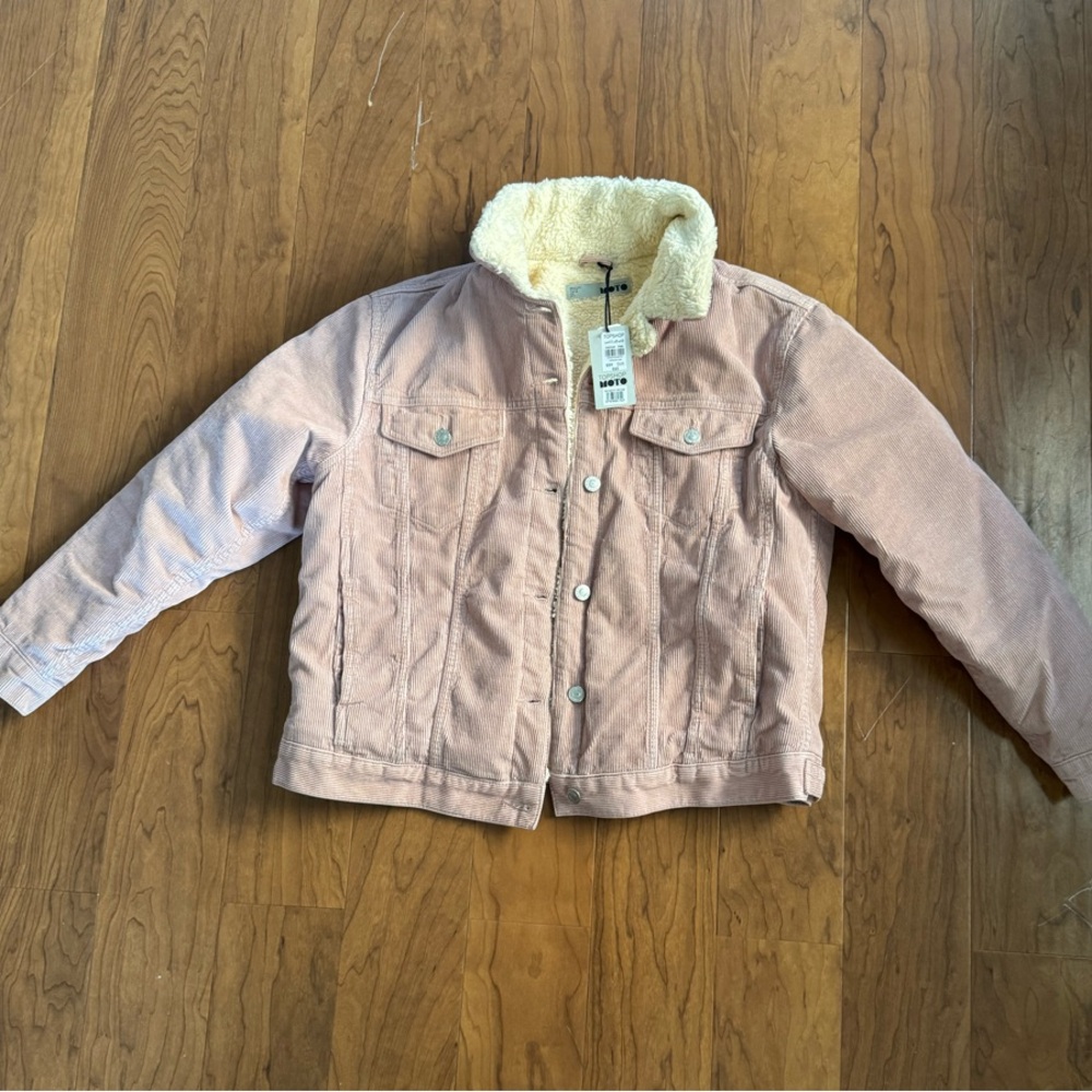 NWT Topshop Pink Corduroy Sherpa lined jacket